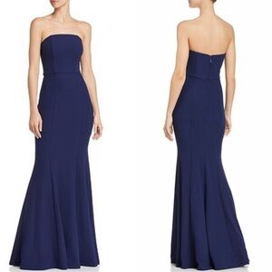 NWt Bariano Women's Navy Blue Mermaid Gown Dress -